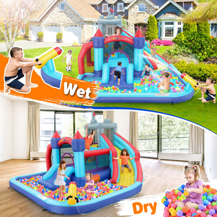 AKEYDIY Inflatable Bounce House with Slide 10 in 1 Kids Bounce House Water Slide Blue Royal Bouncy Castle for Kids Gift - in 
