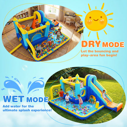 AKEYDIY Bounce House, 15-in-1 Inflatable Water Slides Bounce Castle w/Blower for Kids 3-12
