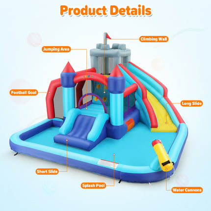 AKEYDIY Inflatable Bounce House with Slide 10 in 1 Kids Bounce House Water Slide Blue Royal Bouncy Castle for Kids Gift - fea