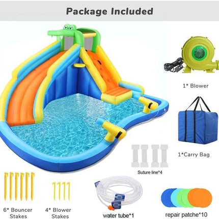 AKEYDIY Inflatable Water Slide Crocodile Cove Bounce House - detail view