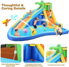 AKEYDIY Inflatable Water Slide Crocodile Cove Bounce House