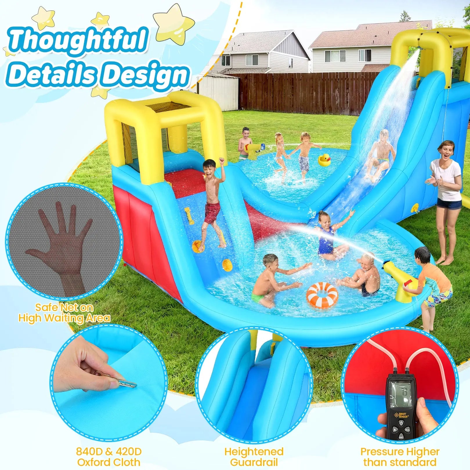 AKEYDIY Mega Slide N’ Go Inflatable Water Slide Park Akeydiy