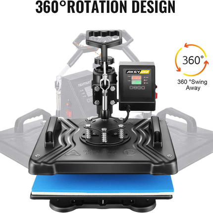 AKEYDIY 5 in 1 Heat Press Machine for t Shirts Professional Swing Away Heat Press Digital Combo - in use