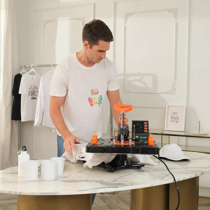 AKEYDIY Upgraded 8 in 1 Heat Press Machine for Tshirts 12''X15'' 360� Swing Away Shirt Press Machine - side angle