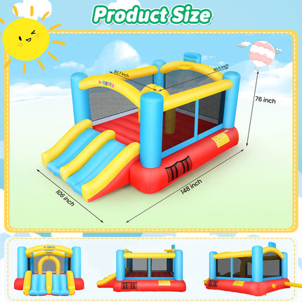 AKEYDIY Bounce House, Indoor Outdoor Inflatable Bouncer with Blower - package contents