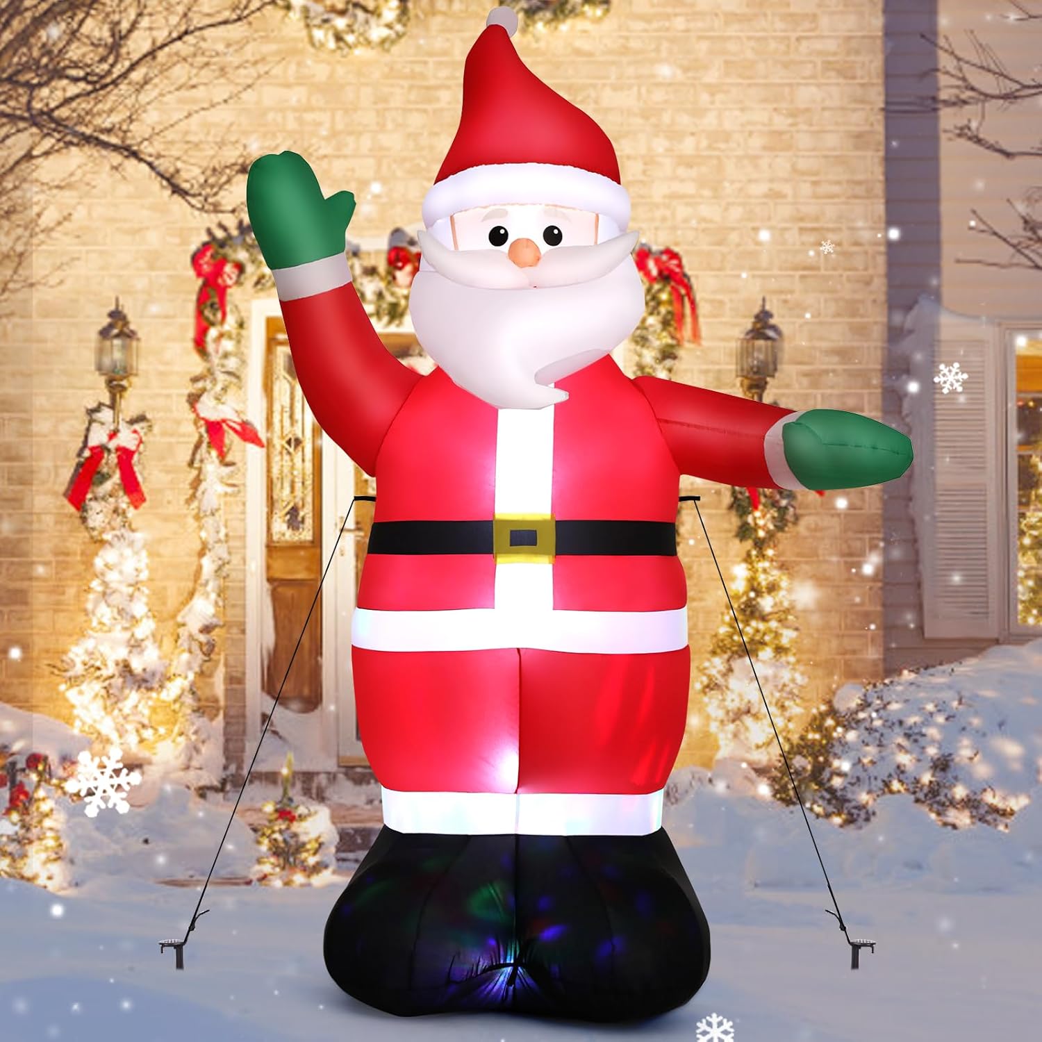 6 FT Christmas Inflatable Santa Claus Outdoor Decorations Built-in LED Light Blow Up Weatherproof Akeydiy