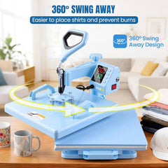 AKEYDIY Heat Press 15x15 inch 8 in 1 with 30OZ Tumbler Press, 360° Swivel Away Slide Out Digital Shirt Press Machine Akeydiy