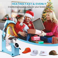 AKEYDIY 3-in-1 Auto Cap Heat Press Machine, Hat Heat Press with 3pcs Replaceable Heating Pads