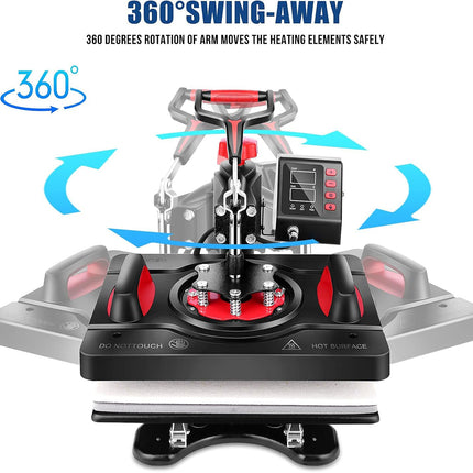 AKEYDIY Upgraded 5 in 1 Heat Press Machine Digital Combo - in use