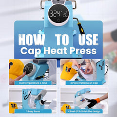 AKEYDIY 3-in-1 Auto Cap Heat Press Machine, Hat Heat Press with 3pcs Replaceable Heating Pads