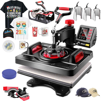 AKEYDIY 8 in 1 Heat Press Machine Professional Sublimation Machine 12" X 15" Swing - front view