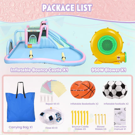 AKEYDIY Inflatable Bounce House Double Slides for Kids, Giant Bounce Castle 21.3FT x14.7FT with Pool Akeydiy
