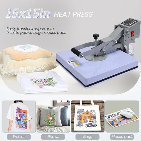 AKEYDIY Heat Press 15X15 Slide Out Clamshell Heat Press Machine for T-Shirts