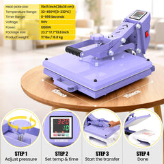 AKEYDIY 15" x 15" Slide Out Heat Press for T Shirts - Fast Heating for Sublimation Akeydiy
