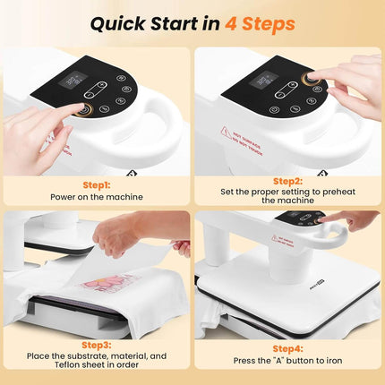 AKEYDIY 15x15 heat press machine pressing t-shirt with custom design
