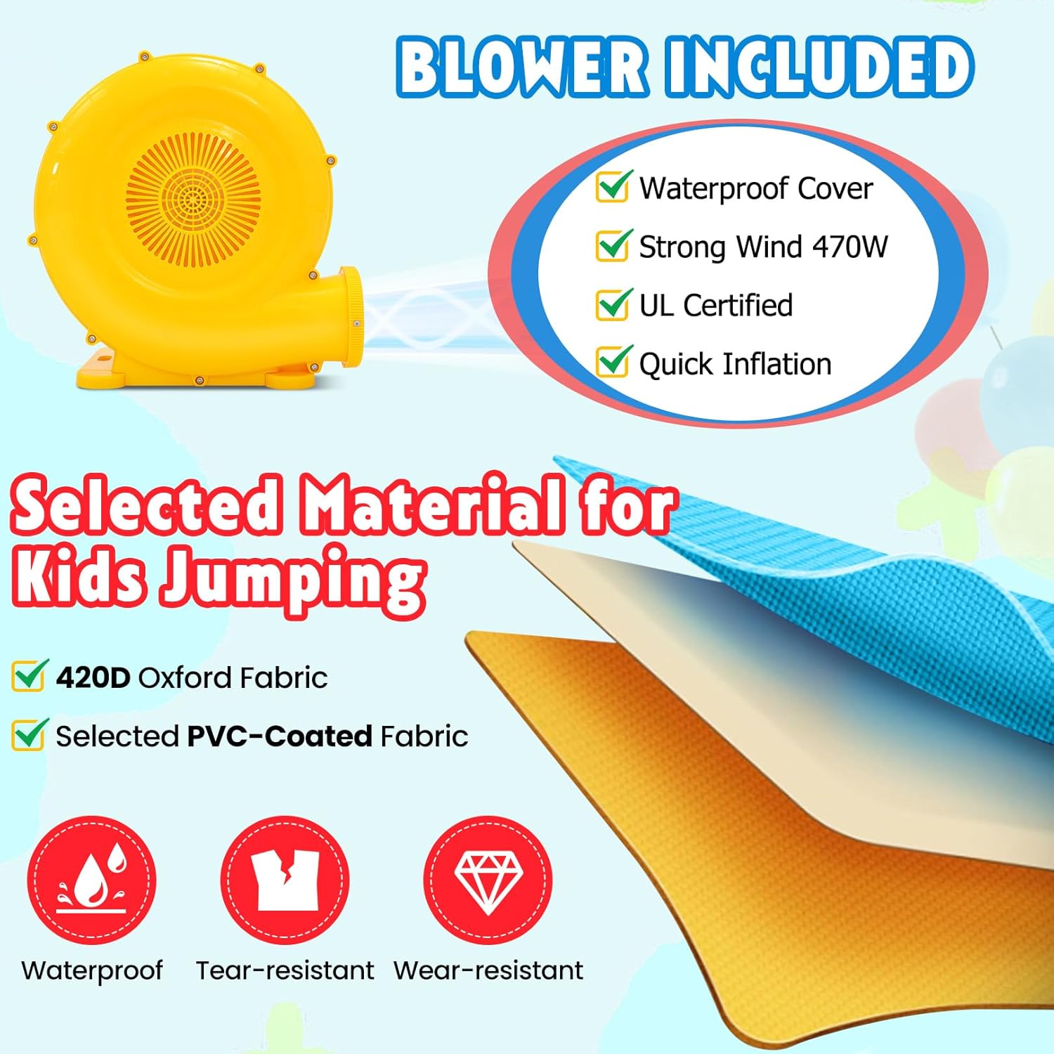 AKEYDIY Bounce House Water Slide Park for Kids 3-10 Backyard Akeydiy