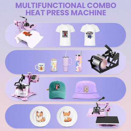 AKEYDIY Heat Press Machine for Tshirts, 5 in 1 Heat Transfer Machine - side angle