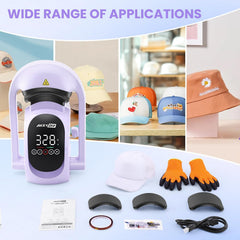 AKEYDIY 3-in-1 Auto Cap Heat Press Machine, Hat Heat Press with 3pcs Replaceable Heating Pads Akeydiy