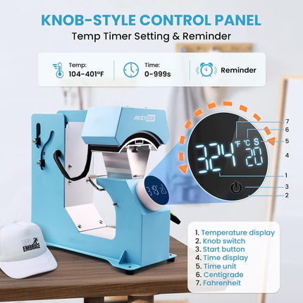AKEYDIY 3-in-1 Auto Cap Heat Press Machine, Hat Heat Press with 3pcs Replaceable Heating Pads