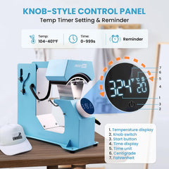 AKEYDIY 3-in-1 Auto Cap Heat Press Machine, Hat Heat Press with 3pcs Replaceable Heating Pads