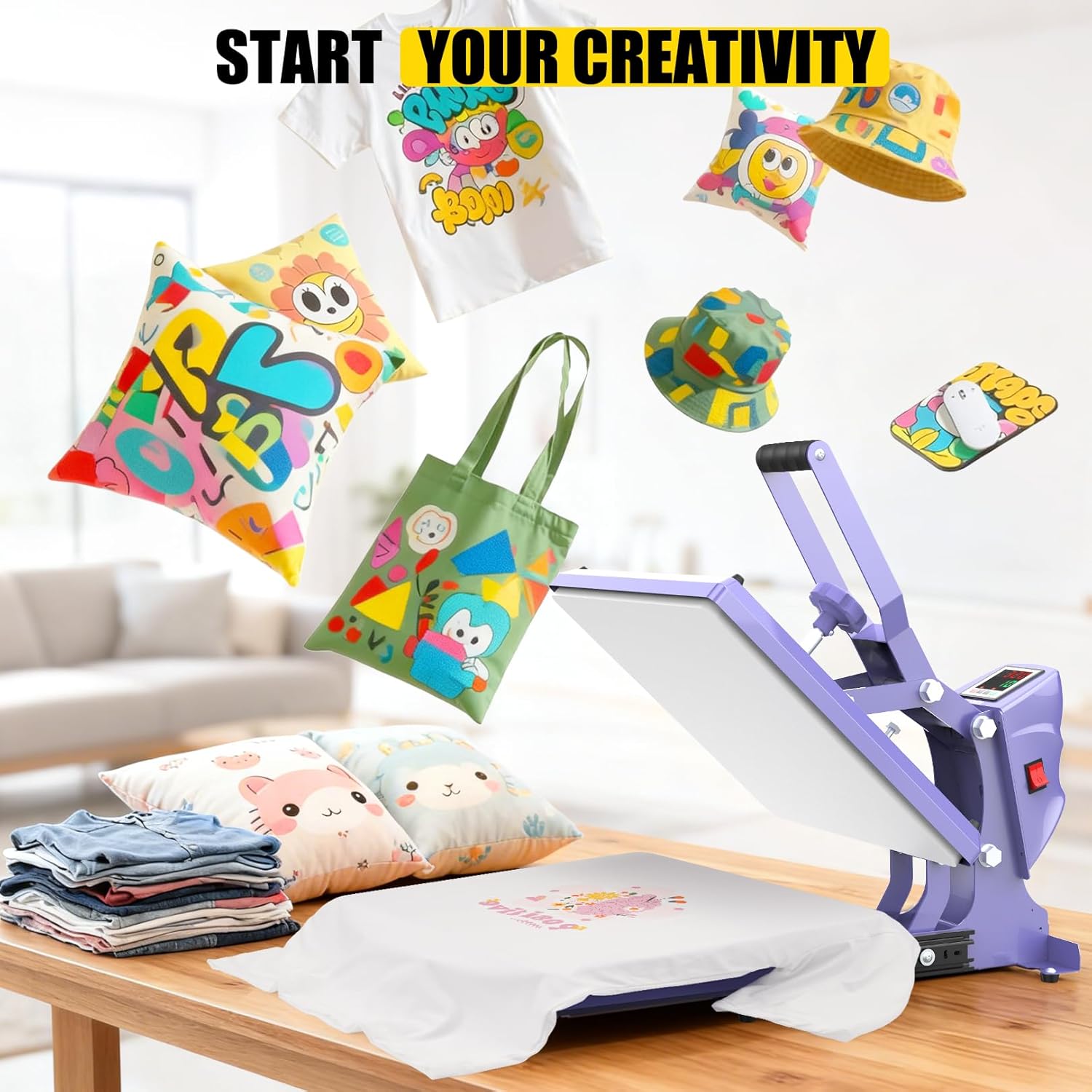 AKEYDIY 15" x 15" Slide Out Heat Press for T Shirts - Fast Heating for Sublimation Akeydiy