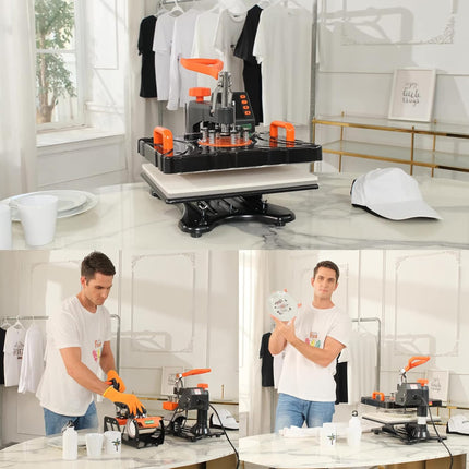 AKEYDIY Upgraded 8 in 1 Heat Press Machine for Tshirts 12''X15'' 360� Swing Away Shirt Press Machine - detail view