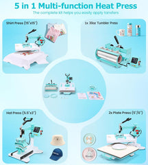 Heat Press 15x15 inch Slide Out Tshirt Press Machine with 30OZ Tumbler Attachment Sublimation Machine Digital Printing Transfer Akeydiy