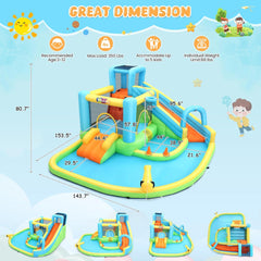 Big Water Slide for Kids 13-in-1 Waterslide Bounce House w/Blower Akeydiy