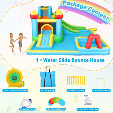 AKEYDIY Inflatable Swimming Bounce House Water Slides, 13FTx12.5FT Extra Large Waterslide Jumping Castle with Kids Deep Pool 