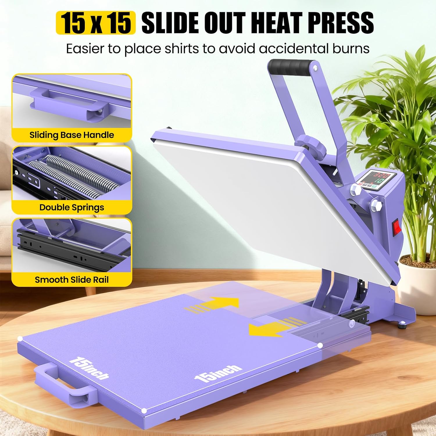 AKEYDIY 15" x 15" Slide Out Heat Press for T Shirts - Fast Heating for Sublimation Akeydiy
