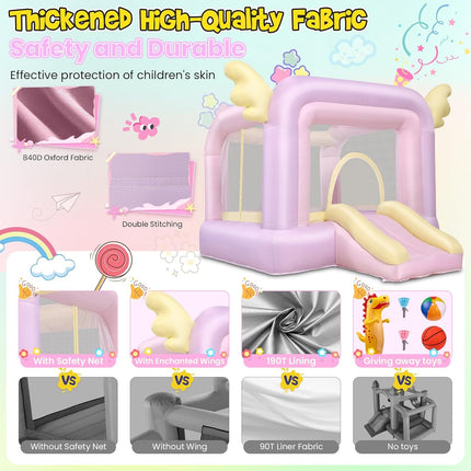 AKEYDIY Bounce House for Kids 3-12, Cotton Candy Inflatable Bouncy Castle with Wings Akeydiy