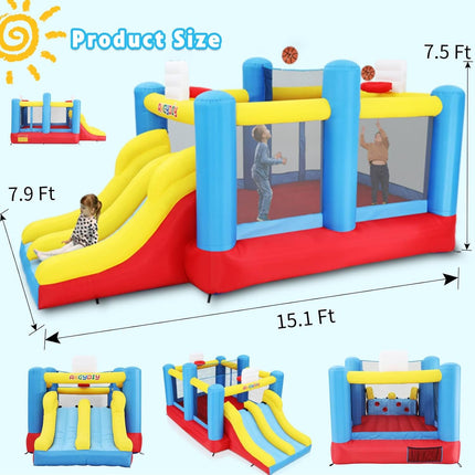 AKEYDIY Inflatable Bounce House, Outdoor Indoor Bouncy House with Blower for Kids - side angle