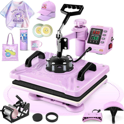 AKEYDIY Heat Press Machine for Tshirts, 5 in 1 Heat Transfer Machine - front view