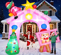 10FT Christmas Inflatables Archway with Santa Claus,Snowman & Christmas Akeydiy