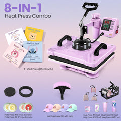 Heat Press Machine for Tshirts, 8 in 1 Heat Transfer Machine