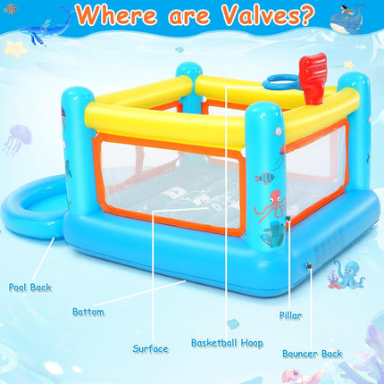 AKEYDIY Bounce House, PVC Inflatable Bounce House for Kids 3-6 | Indoor Outdoor Toddler Bouncy House