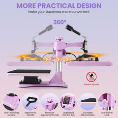 Heat Press Machine for Tshirts, 8 in 1 Heat Transfer Machine