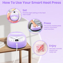 Heat Press Machine for T Shirts, Portable Heat Press 12"X10" - Heat Up Fast & Distribute Heat Evenly Akeydiy
