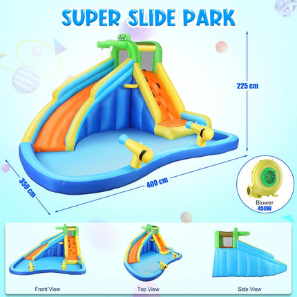AKEYDIY Inflatable Water Slide Crocodile Cove Bounce House - package contents