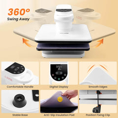 AKEYDIY New 15x15 Auto Heat Press Machine for T-Shirts