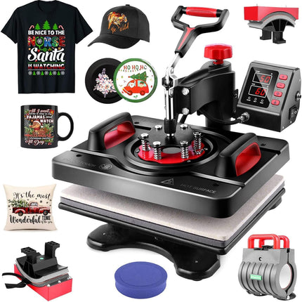 AKEYDIY Upgraded 5 in 1 Heat Press Machine Digital Combo - front view
