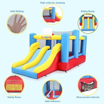 AKEYDIY Inflatable Bounce House, Outdoor Indoor Bouncy House with Blower for Kids - in use