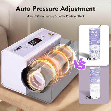 AKEYDIY Auto Tumbler Heat Press Machine30 OZ Tumbler Mug Heat Press Touch Screen - dimensions view