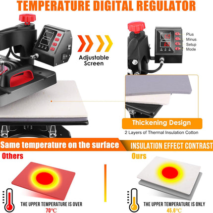 AKEYDIY 8 in 1 Heat Press Machine Professional Sublimation Machine 12" X 15" Swing - in use