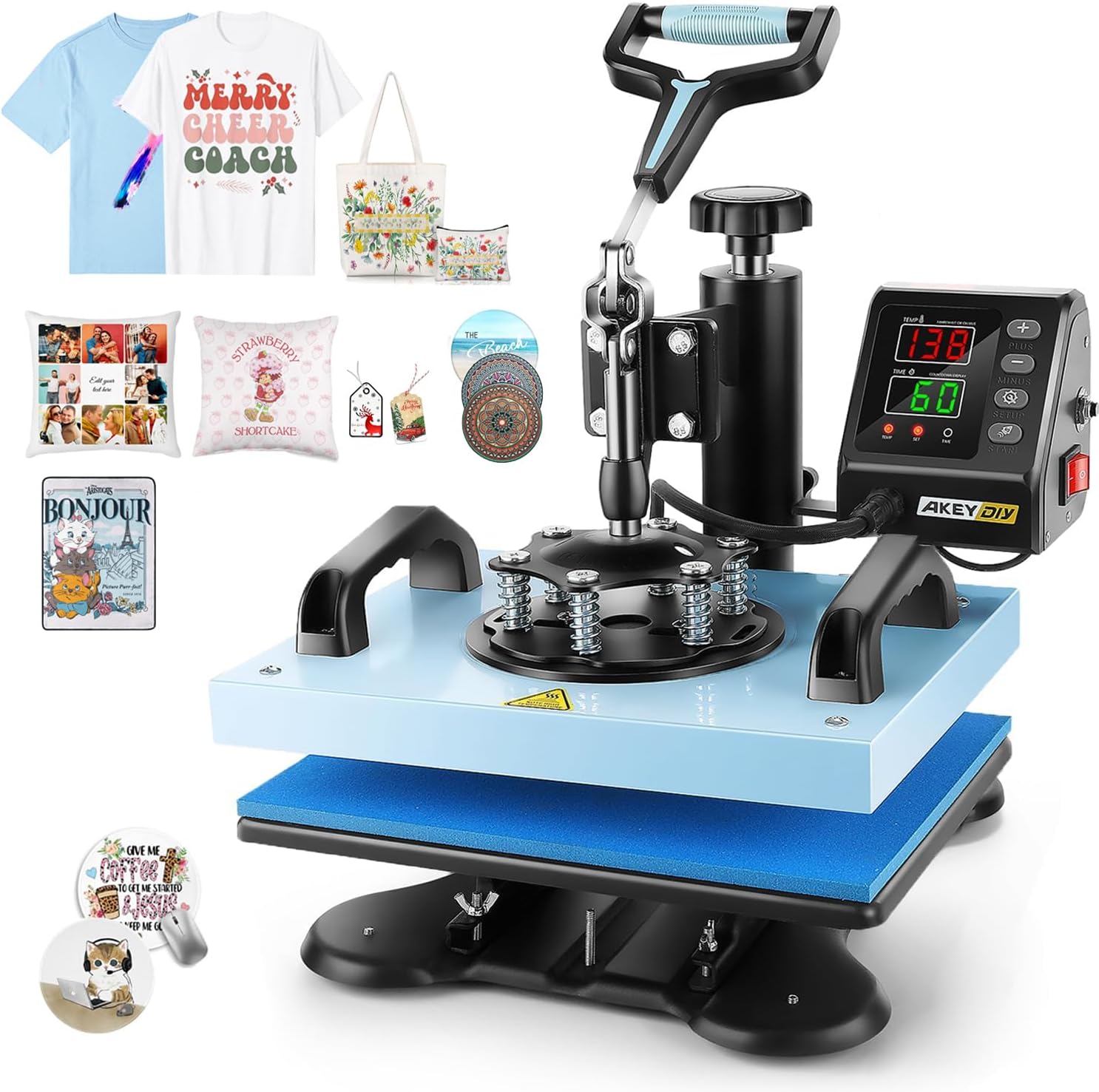 AKEYDIY 12" x 10" Heat Press Machine for T Shirts Multifunction Shirt Akeydiy