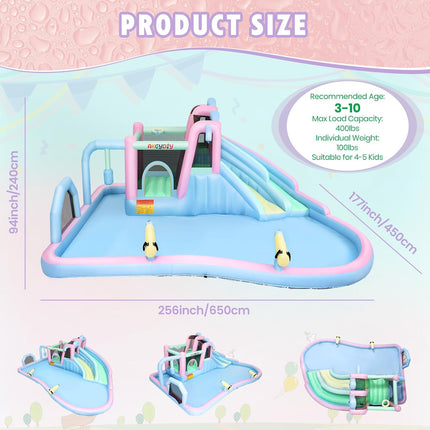 AKEYDIY Inflatable Bounce House Double Slides for Kids, Giant Bounce Castle 21.3FT x14.7FT with Pool Akeydiy