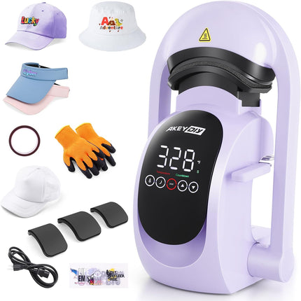 AKEYDIY 3-in-1 Auto Cap Heat Press Machine, Hat Heat Press with 3pcs Replaceable Heating Pads Akeydiy