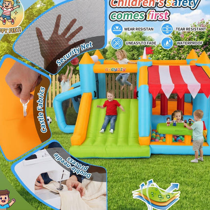 AKEYDIY Bounce House, Inflatable Obstacle Course Bouncy House with Blower for Big Kids 3-12 Akeydiy
