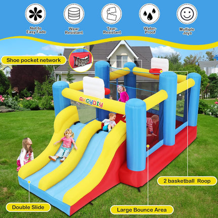 AKEYDIY Inflatable Bounce House, Outdoor Indoor Bouncy House with Blower for Kids - lifestyle shot