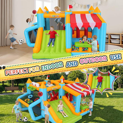 AKEYDIY Bounce House, Inflatable Obstacle Course Bouncy House with Blower for Big Kids 3-12 Akeydiy